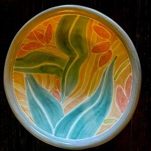 VINTAGE T.S. Post Signed California Studio Art Redware Pottery Bowl  12”   1989